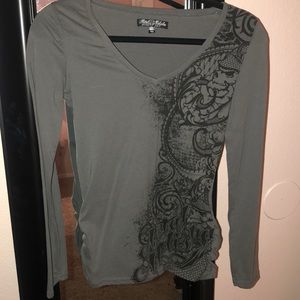 Grey long sleeve Metal Mulisha top